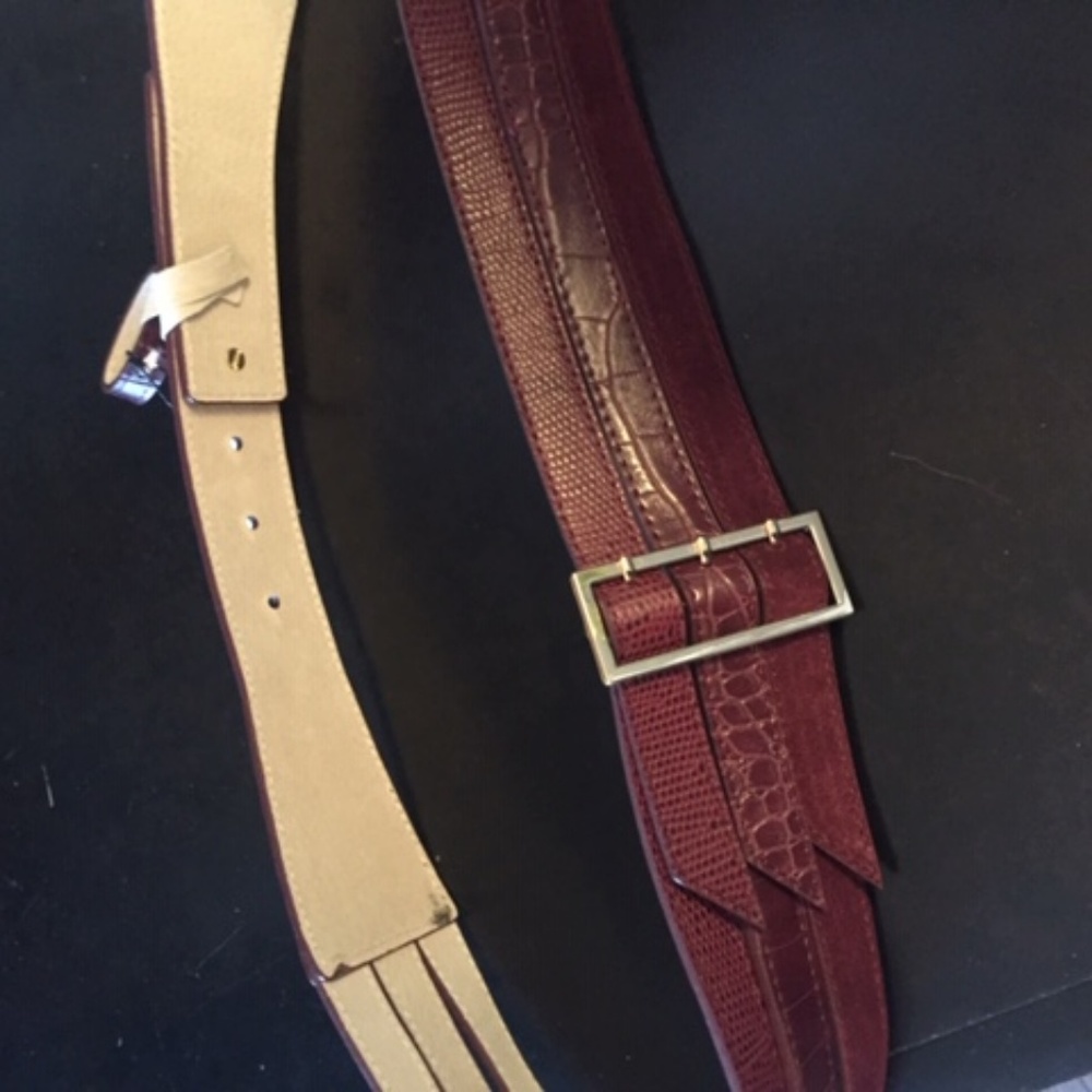 Maroon Burgundy Belt XL Leather Adjustable
